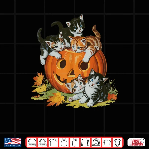 Design Cat Pumpkin Halloween Retro Spooky Season Vintage 90s Shirt