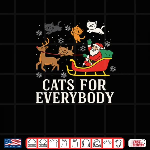 Design Cats For Everybody Christmas Cat Funny Xmas Women Santa Shirt
