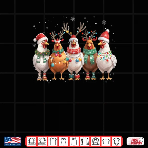 Design Christmas Lights Chicken Santa Funny Xmas Tree Shirt