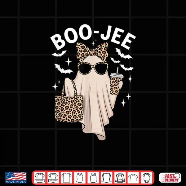 Design Coquette Leopard Ghost Coffee Boo JEE Halloween Boujee Ghost Shirt
