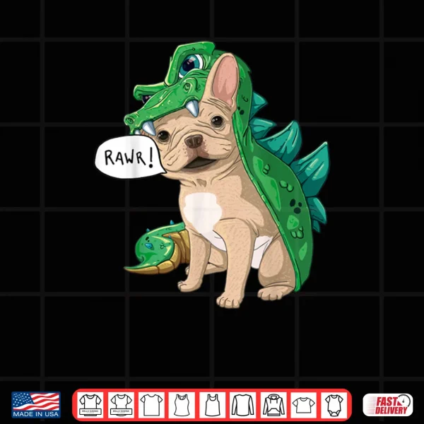 Design Cream French Bulldog Dinosaur Dragon Costume Halloween Shirt