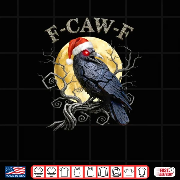 Design Crow F CAW F Black Bird Gothic Christmas Santa Hat Shirt 1