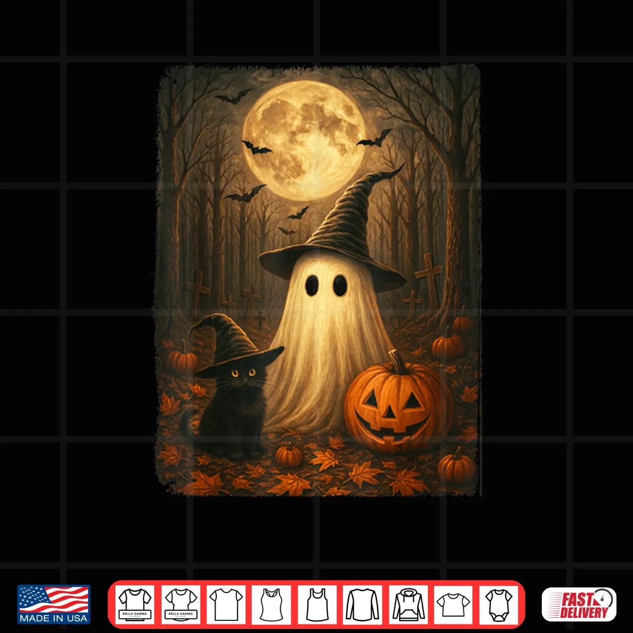 Cute Ghost Black Cat Halloween Witch Pumpkin Dark Forest Shirt Cute Ghost Black Cat Halloween Witch Pumpkin Dark Forest Shirt