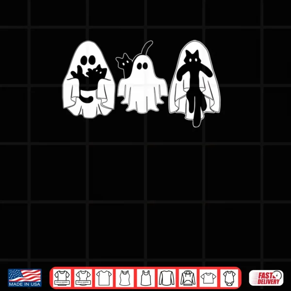 Cute Ghosts Holding Black Cats Halloween Costume Day Shirt 3 Design Cute Ghosts Holding Black Cats Halloween Costume Day Shirt