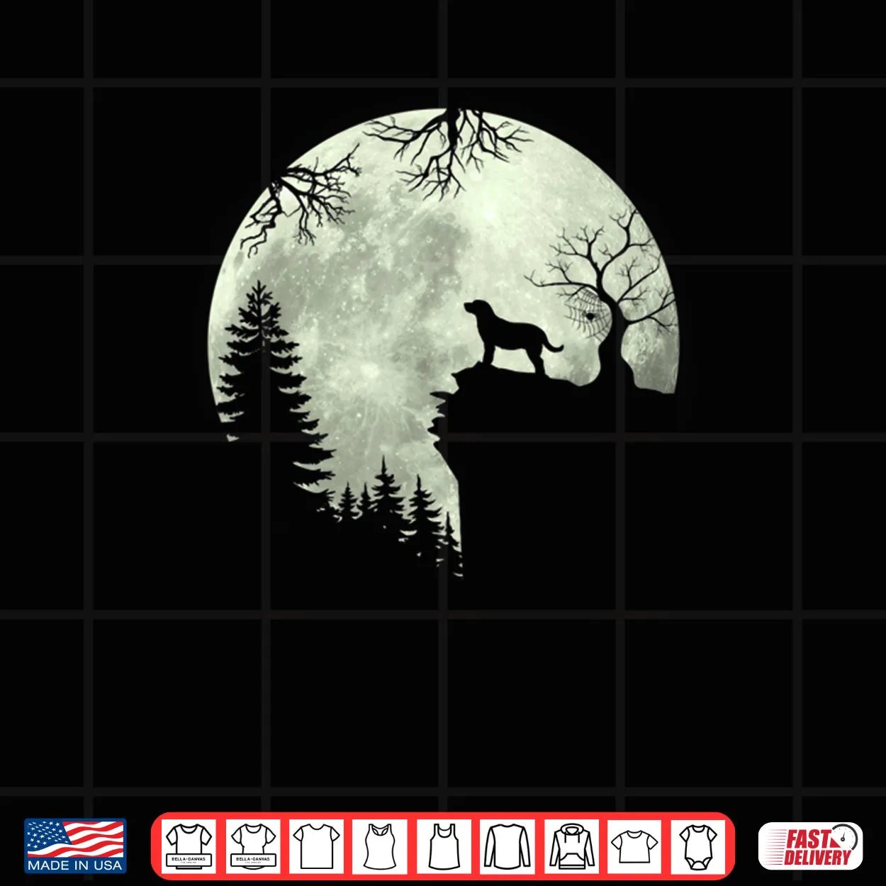 Dog and Moon Howl In Forest Labrador Retriever Halloween Shirt Dog and Moon Howl In Forest Labrador Retriever Halloween Shirt