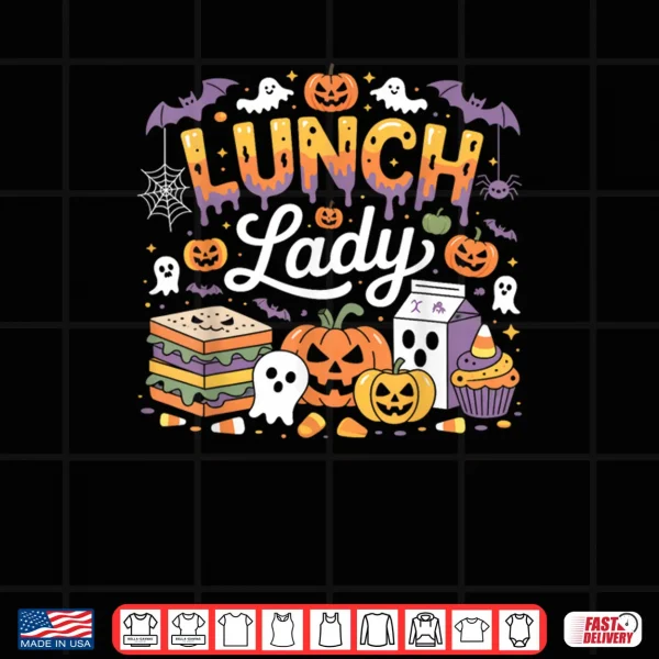 Design Fabulous Lunch Lady Halloween Ghost Pumpkin Costume Funny Shirt