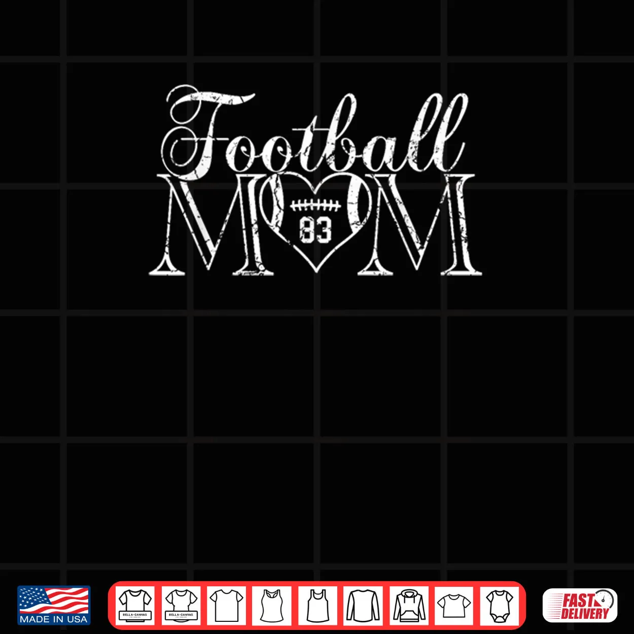 Football Mom Number 83 Football Heart #83 Game Day Shirt Football Mom Number 83 Football Heart #83 Game Day Shirt