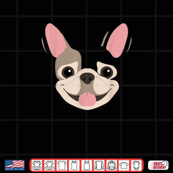 Design French Bulldog Dog Face Costume Easy Halloween Cute Frenchie Shirt