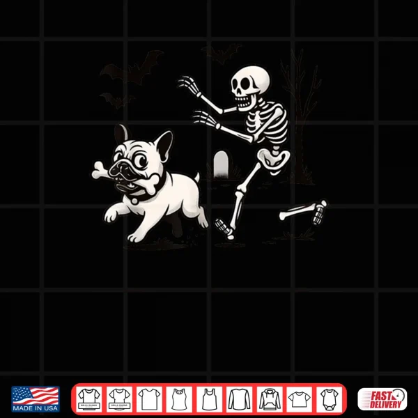 Design French Bulldog Dog Skeleton Bone Halloween Shirt