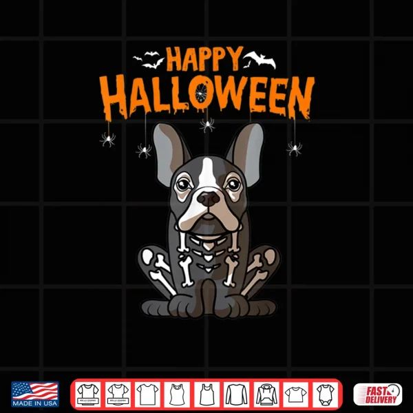 Design French Bulldog Frenchie Halloween Funny Horror Dog Skull Shirt