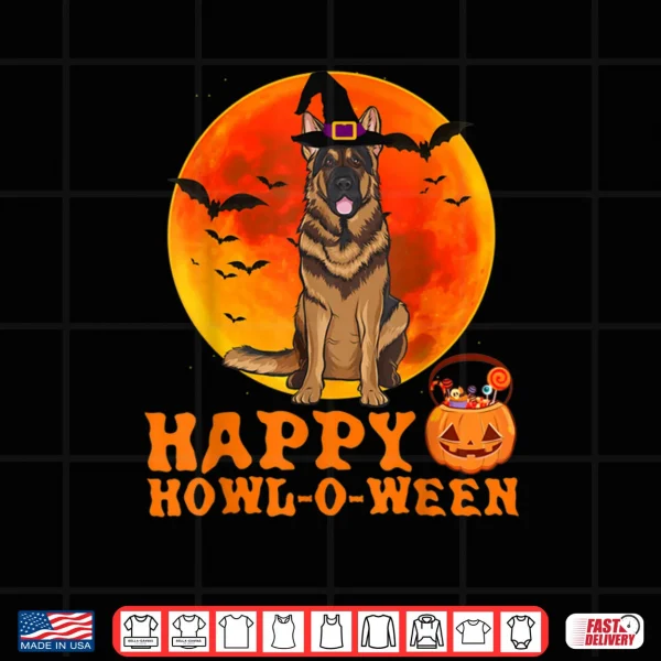 Design Funny German Shepherd Dog Halloween Happy Howl o ween Shirt