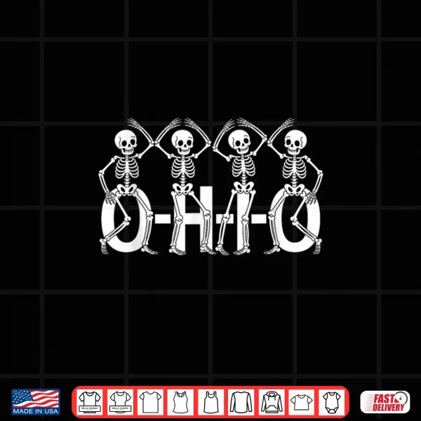 Design Funny O H I O State Skeleton Ohio Halloween Shirt
