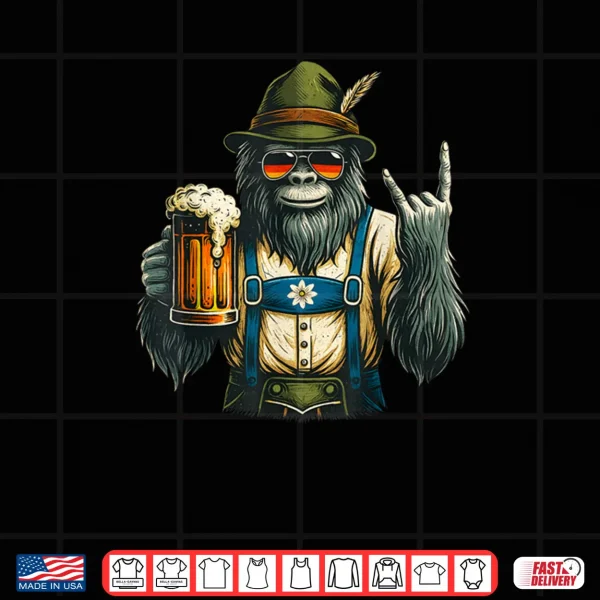 Design German Bigfoot Sasquatch Beer Lederhose Funny Oktoberfest Shirt