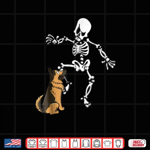 Design German Shepherd Biting Skeleton Leg Halloween Shirt