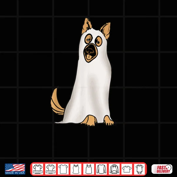 Design German Shepherd Cute Dog Wearing Ghost Funny Halloween Shirt