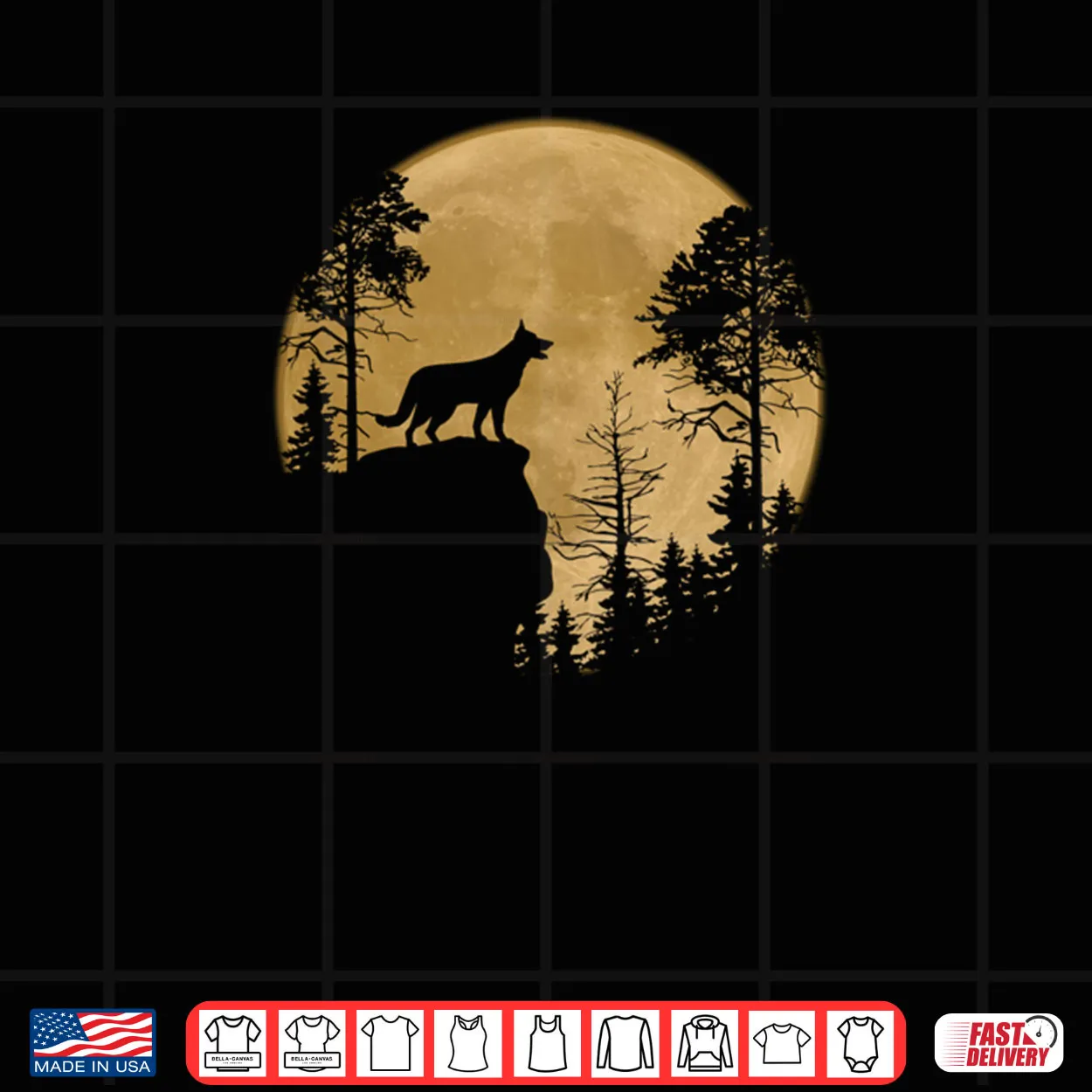 German Shepherd Dog Under The Moonlight Halloween Dog Lovers Shirt German Shepherd Dog Under The Moonlight Halloween Dog Lovers Shirt