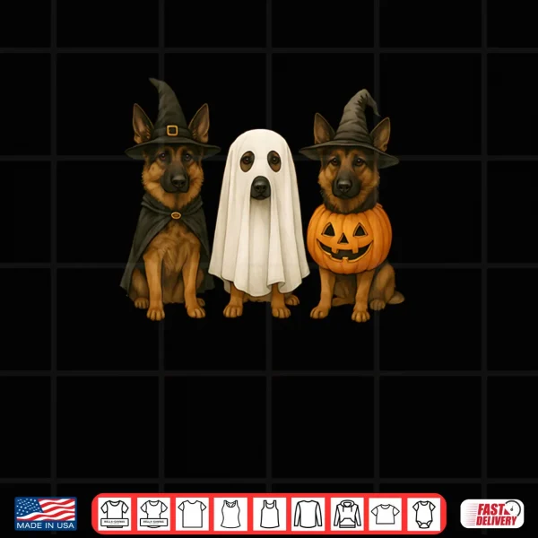 Design German Shepherd Halloween Dog Witch Ghost Pumpkin Shirt
