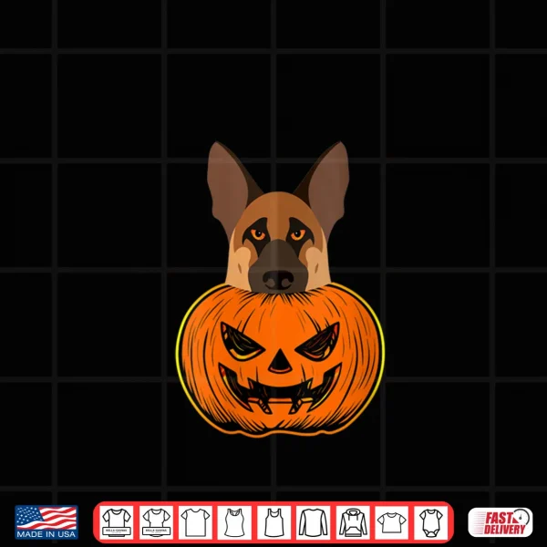 Design German Shepherd Halloween Pumpkin Carving Police Canine Dog Shirt