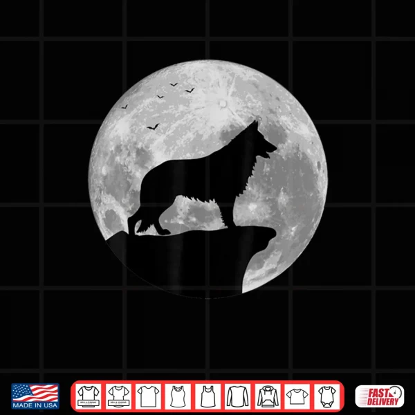 Design German Shepherd Silhouette In The Moon Halloween Costume Shirt