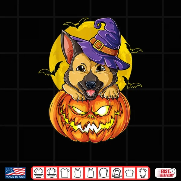 Design German Shepherd Witch Pumpkin Shirt