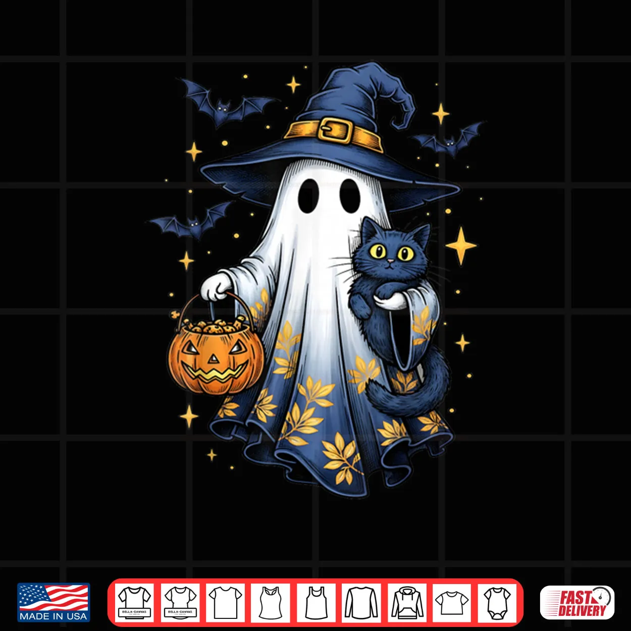 Ghost Witch Holding Black Cat Funny Halloween Shirt Ghost Witch Holding Black Cat Funny Halloween Shirt