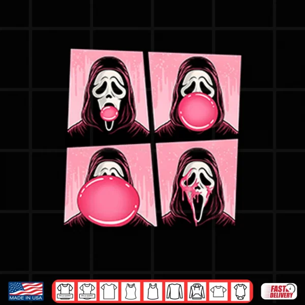 Design Ghostface Bubble Pink Gum Halloween Shirt
