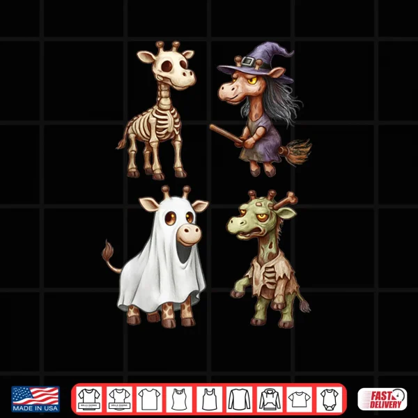 Design Giraffe Boo Zombie Witch Halloween Costume Shirt