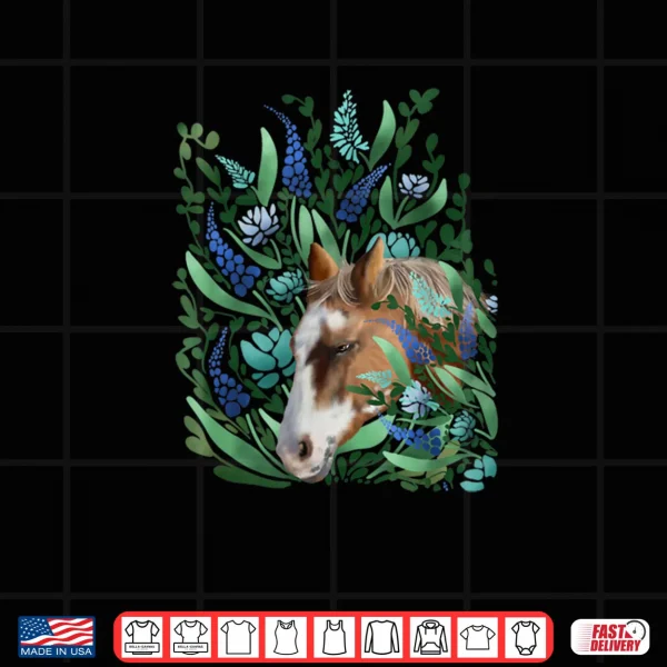 Girls Palomino Horse with Abstract Turquoise Flowers Shirt 3 Design Girls Palomino Horse with Abstract Turquoise Flowers Shirt