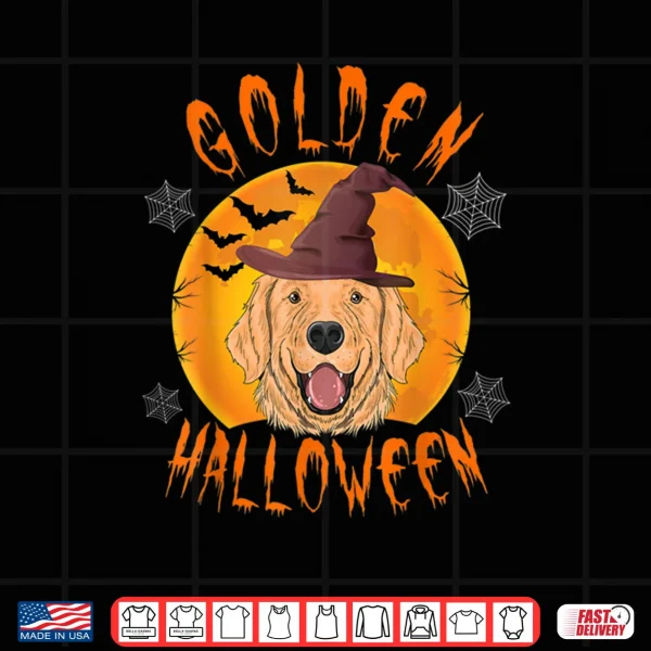 Golden Halloween Scary Golden Retriever Witch Hat Halloween Shirt 3 Design Golden Halloween Scary Golden Retriever Witch Hat Halloween Shirt