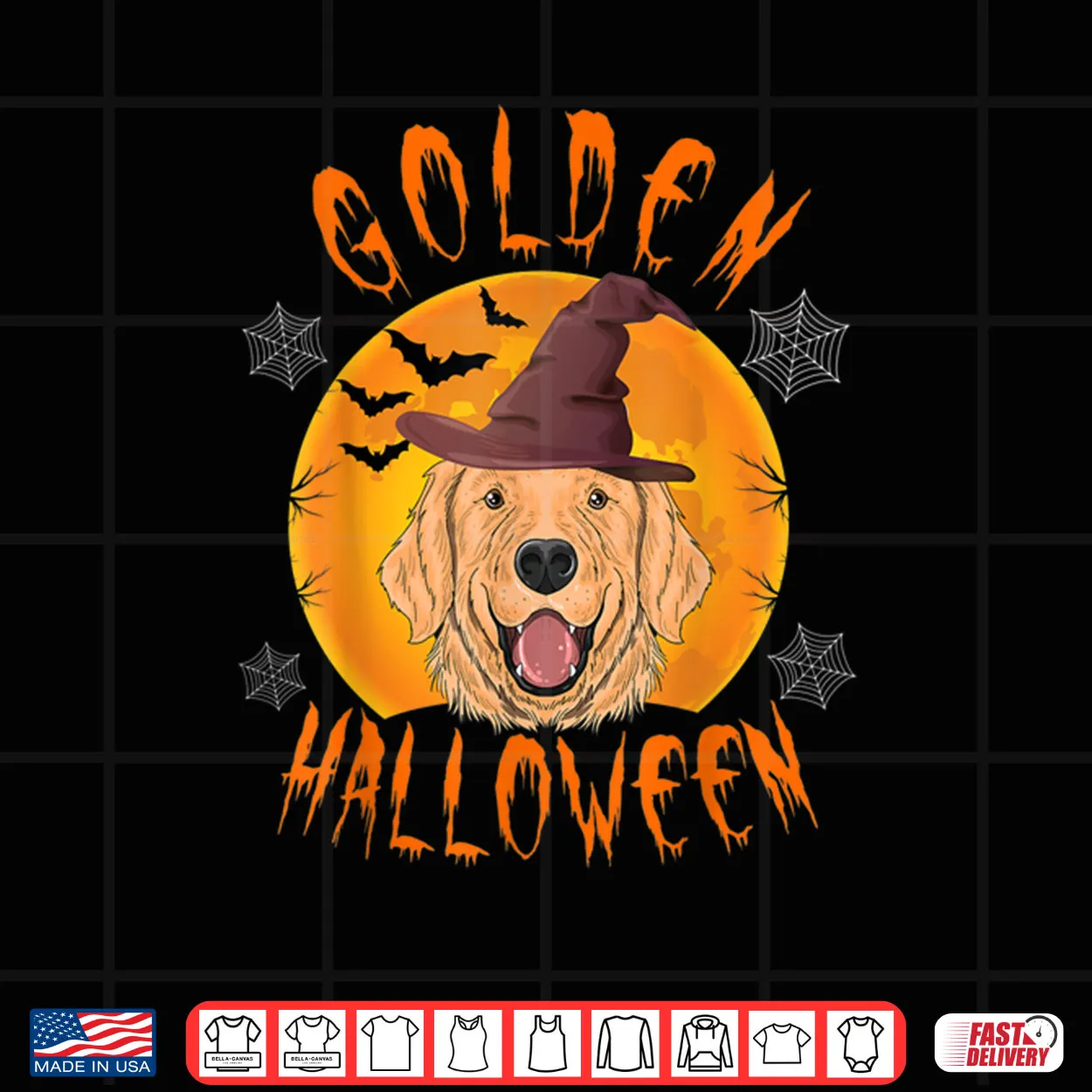 Golden Halloween Scary Golden Retriever Witch Hat Halloween Shirt Golden Halloween Scary Golden Retriever Witch Hat Halloween Shirt