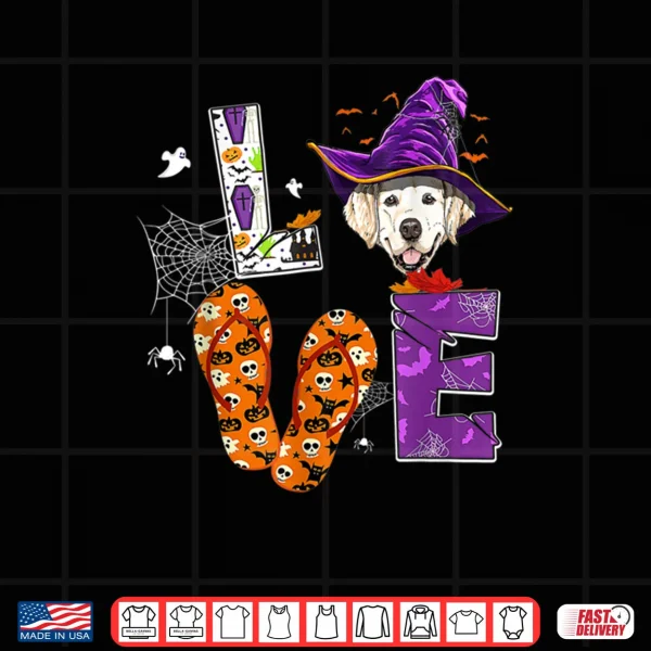 Design Golden Labrador Retriever halloween witch hat lab lover Shirt