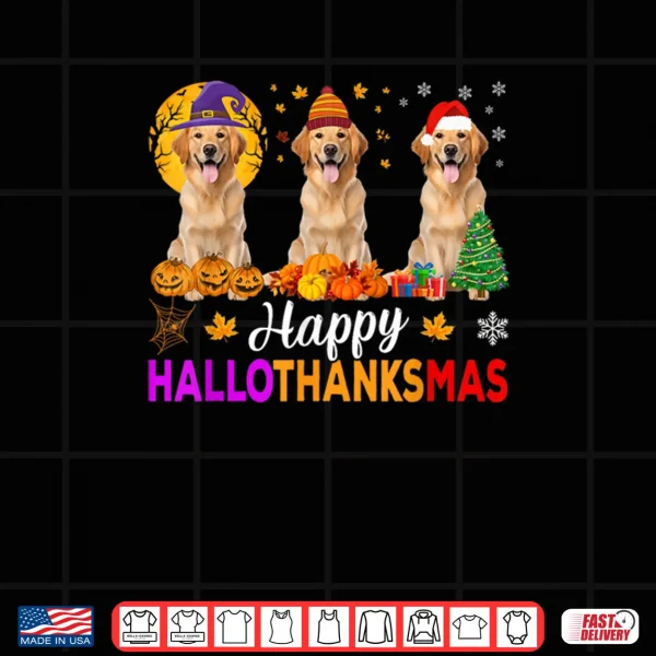 Golden Retriever Dog Halloween Christmas Hallothanksmas Shirt 3 Design Golden Retriever Dog Halloween Christmas Hallothanksmas Shirt