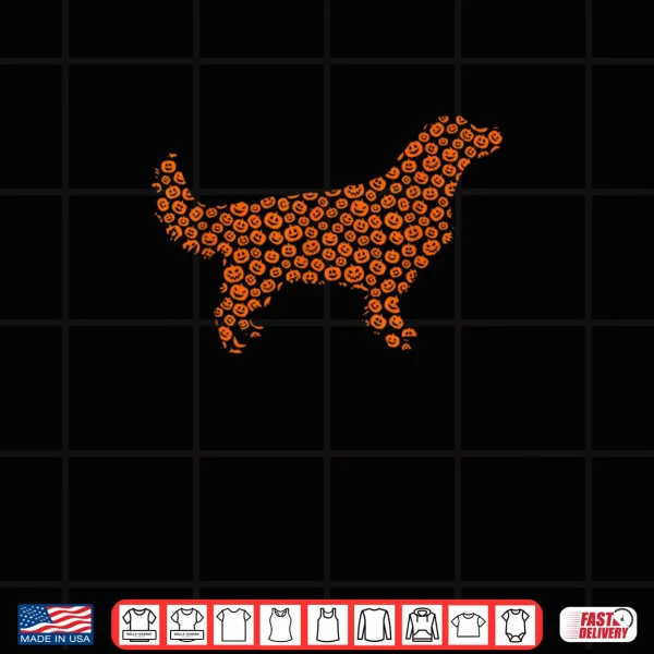 Design Golden Retriever Dog Silhouette Halloween Costume Pumpkin Shirt