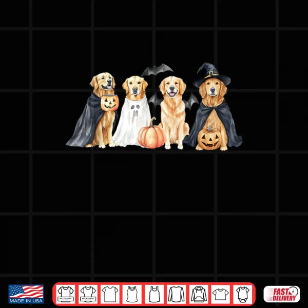 Golden Retriever Dogs Ghost Boo Witch Costume Halloween Shirt 3 Design Golden Retriever Dogs Ghost Boo Witch Costume Halloween Shirt