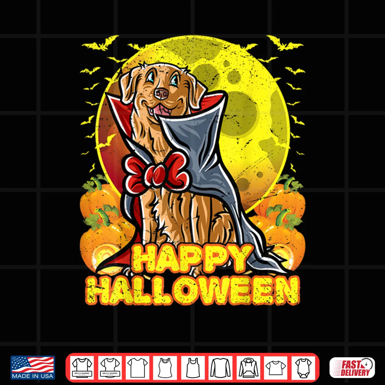 Golden Retriever Happy Halloween Costume Dog Vampire Shirt Golden Retriever Happy Halloween Costume Dog Vampire Shirt