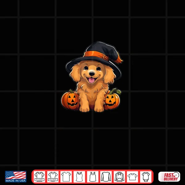 Design Golden Retriever Love Ghosts Pumpkins Dog Lover Halloween Shirt