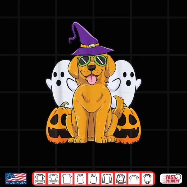 Design Golden Retriever Witch Lazy DIY Halloween Costume Cute Dog Shirt