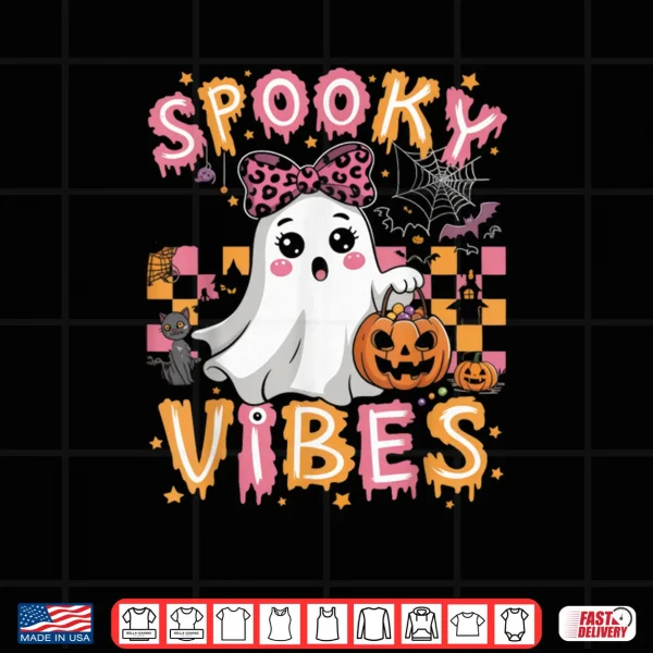 Groovy Spooky Vibes Cute Boo Ghost Halloween Costumes Girls Shirt 3 Design Groovy Spooky Vibes Cute Boo Ghost Halloween Costumes Girls Shirt
