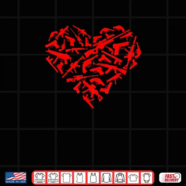 Design Gun Shaped Heart Valentines Days Lovers Shirt
