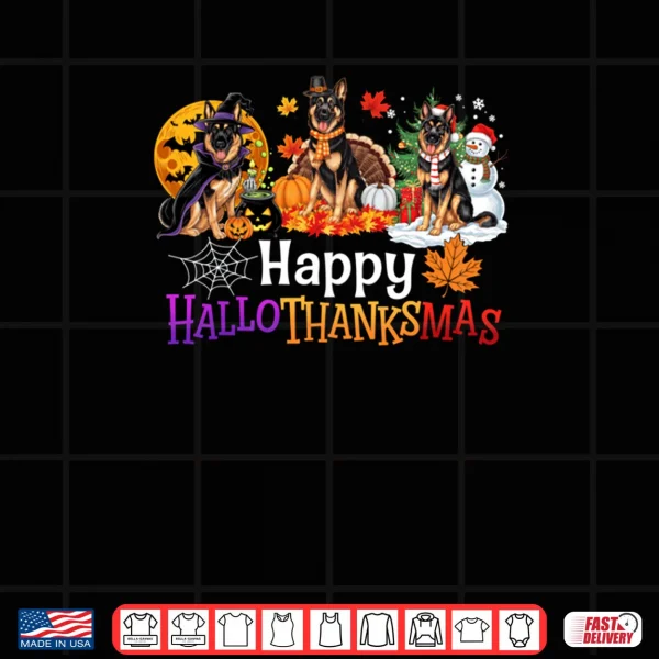 Design Hallothanksmas Dog Lover German Shepherd Halloween Christmas Shirt