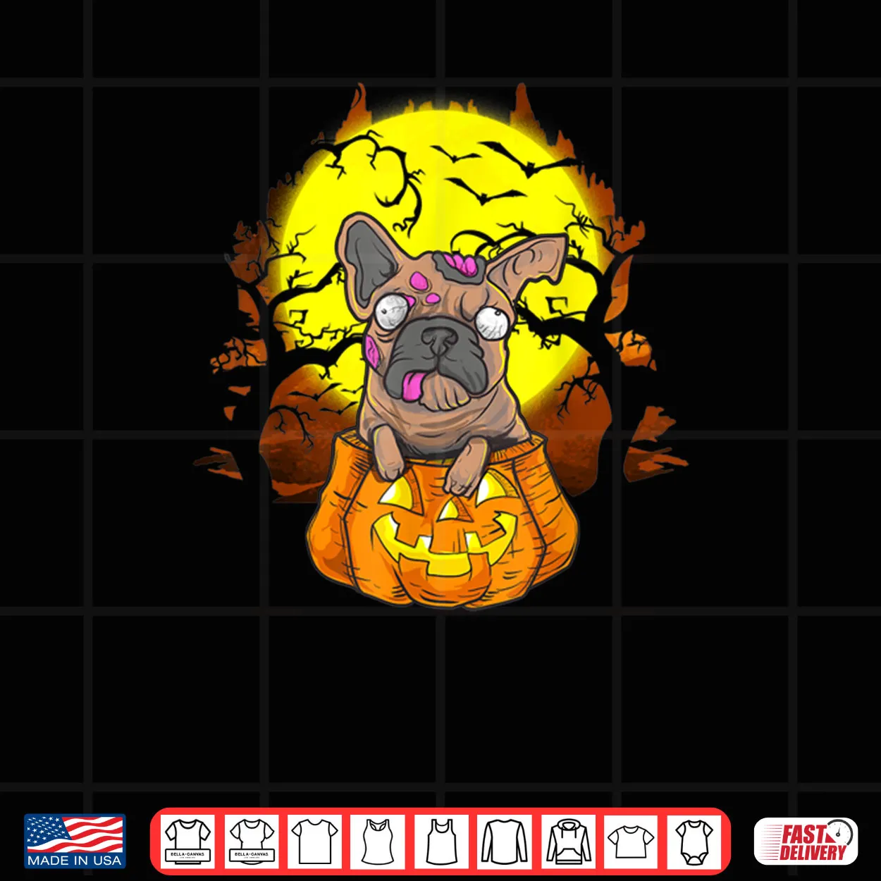 Halloween French Bulldog Zombie Jack O Lantern Dog Top Shirt Halloween French Bulldog Zombie Jack O Lantern Dog Top Shirt