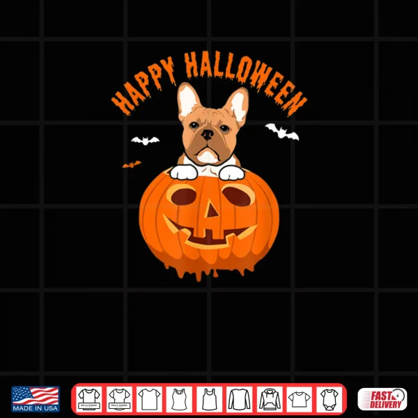 Design Halloween Frenchie Bulldog Pumpkin Costumes Thanksgiving Shirt