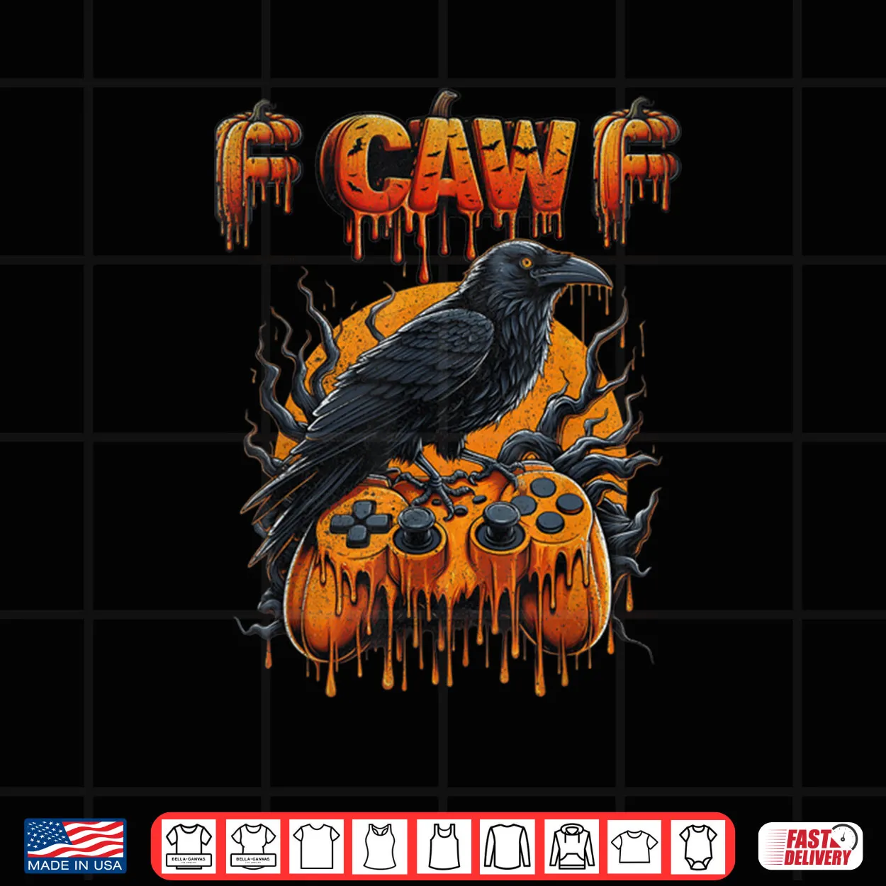 Halloween Gamer Pumpkin Dripping Gaming Crow Raven Bird Drip Shirt Halloween Gamer Pumpkin Dripping Gaming Crow Raven Bird Drip Shirt