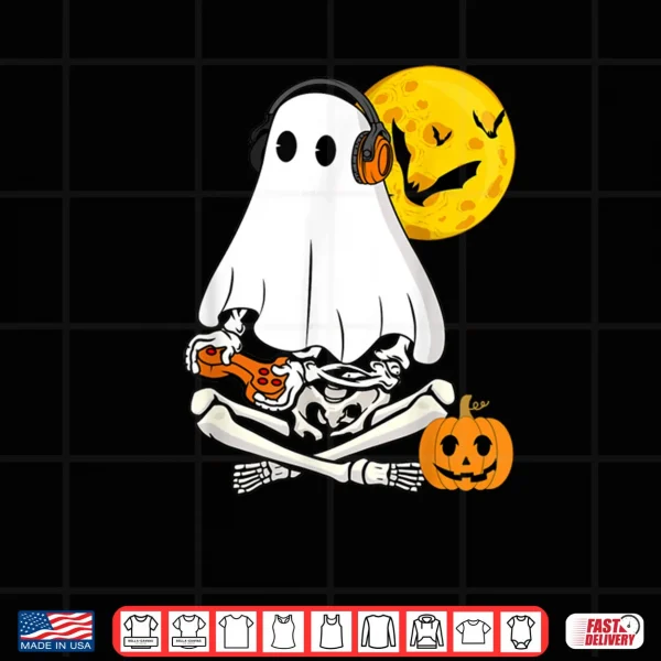 Design Halloween Skeleton Ghost Gamer Scary Pumpkin Shirt