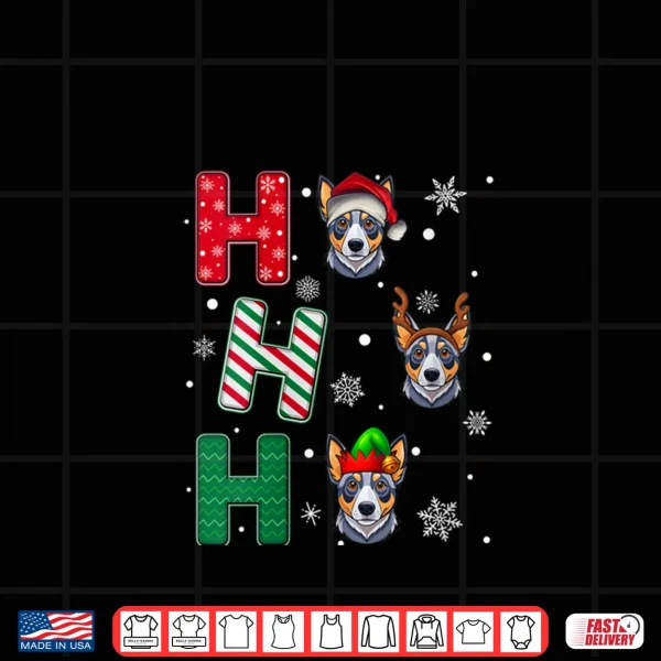 Design Ho Ho Ho Blue Heeler Dog Matching Christmas Santa Elf Xmas Shirt