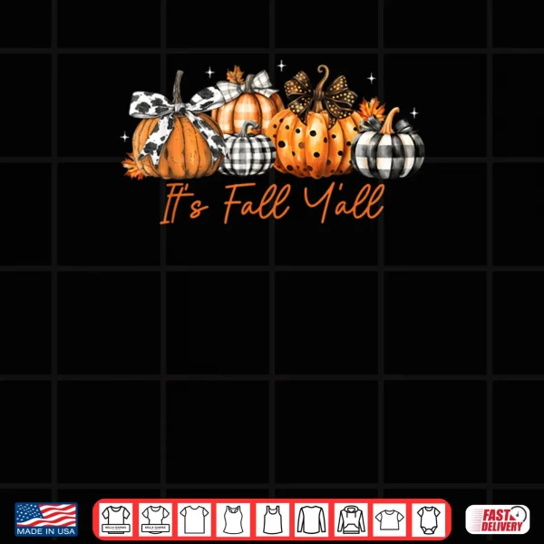 Design Its Fall Yall Leopard Pumpkins Plaid Pumpkin Autumn Season Shirt