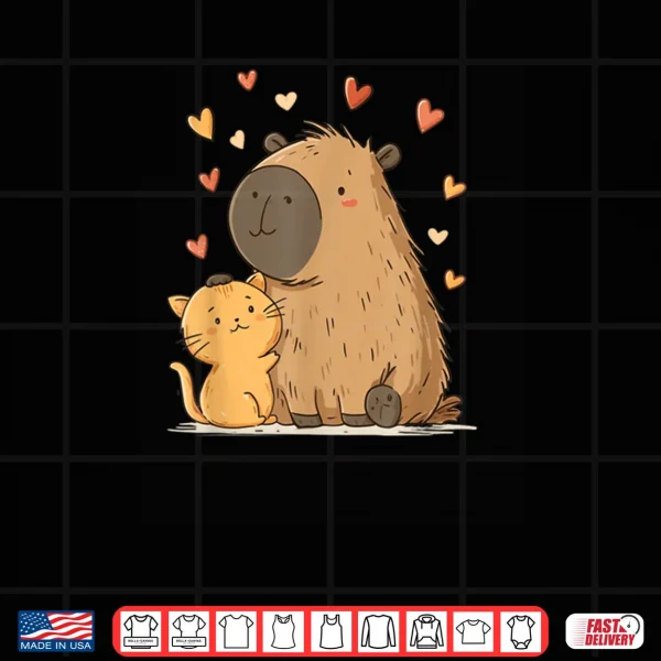 Kawaii Cat Capybara Cute Shirt 3 Design Kawaii Cat Capybara Cute Shirt
