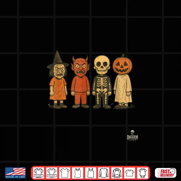 Design Kids in Classic Costumes Vintage Halloween Shirt