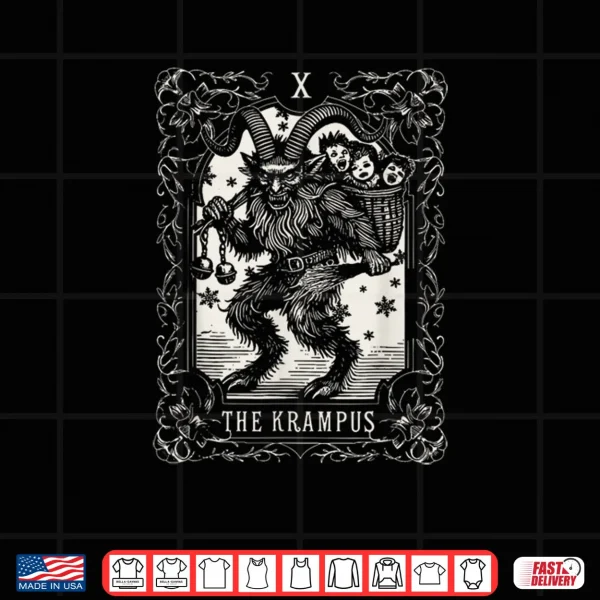 Design Krampus Tarot Card Design Christmas Season Evil Pajama Xmas Shirt