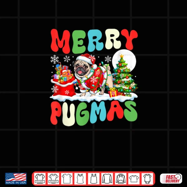 Design Merry Pugmas Christmas Santa Pug Colorful Costume Owner Shirt